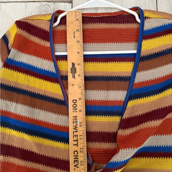 Colorful Striped Tie-Front Blouse Dazy Small - Picture 6 of 9